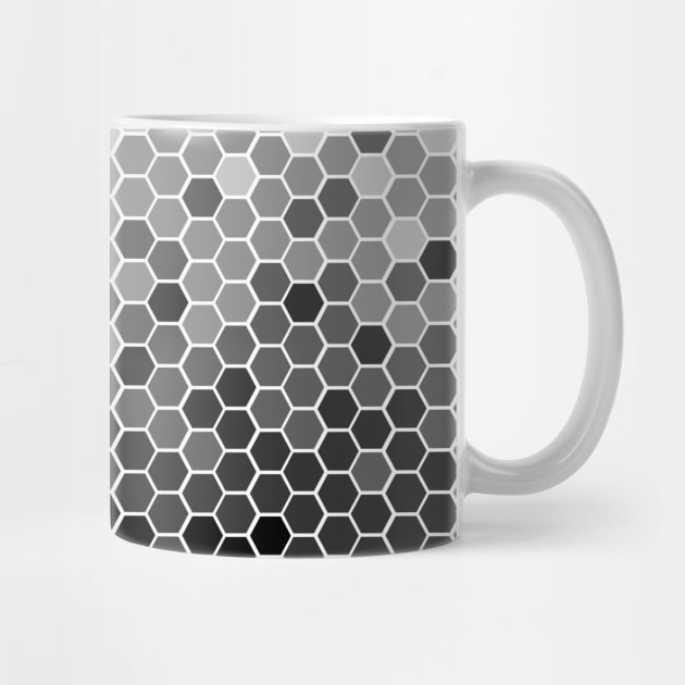 BW black and white geometric hexagon honeycomb pattern by LiquidLine